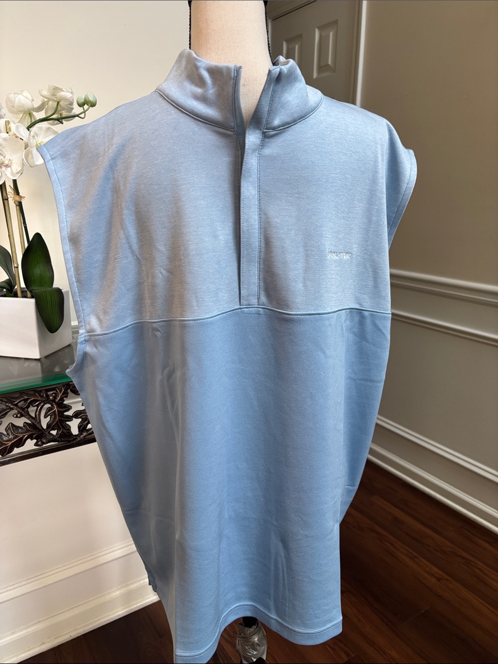 FootJoy Light Blue Heather Half-Zip Dusk Blue Vest size XL
